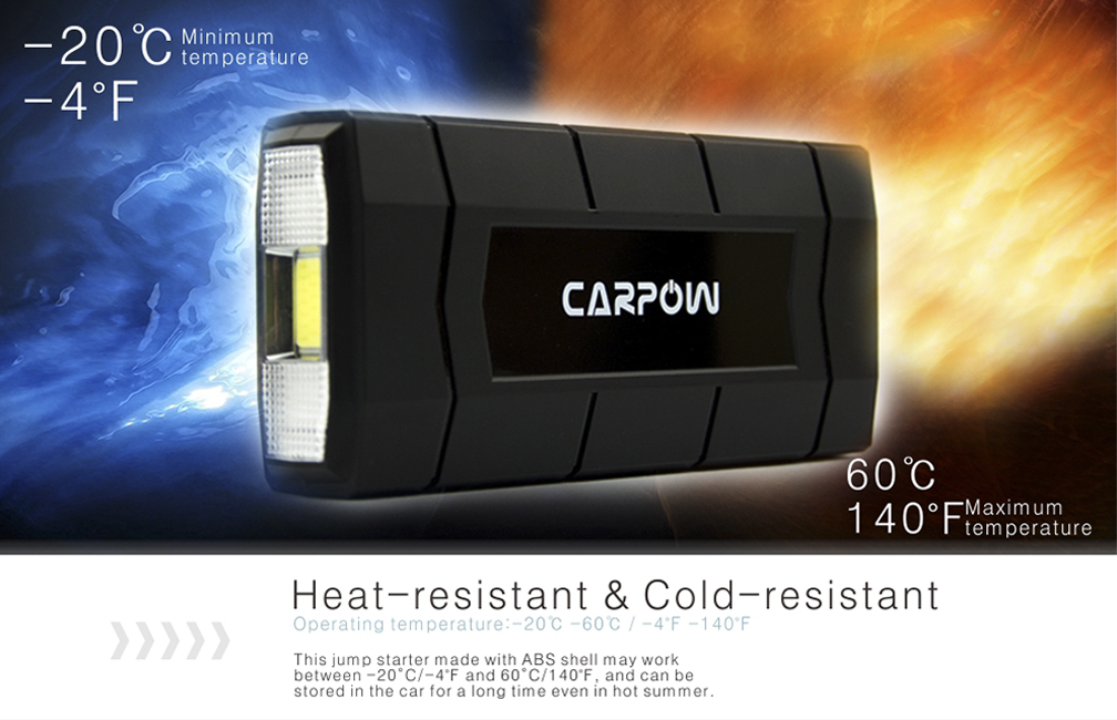 ทนอุณหภูมิสูงได้ สามารถติดเครื่องจั๊มสตาร์ทไว้ที่รถยนต์ได้ตลอดเวลา